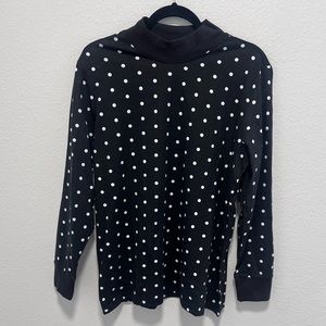 Anthony Richards Black White Polka Dot Turtleneck Size Large